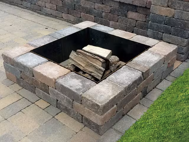 Strassen Square Fire Pit Kit Charcoal