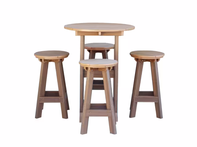 32 in Round Pub Table Weatherwood/ Black