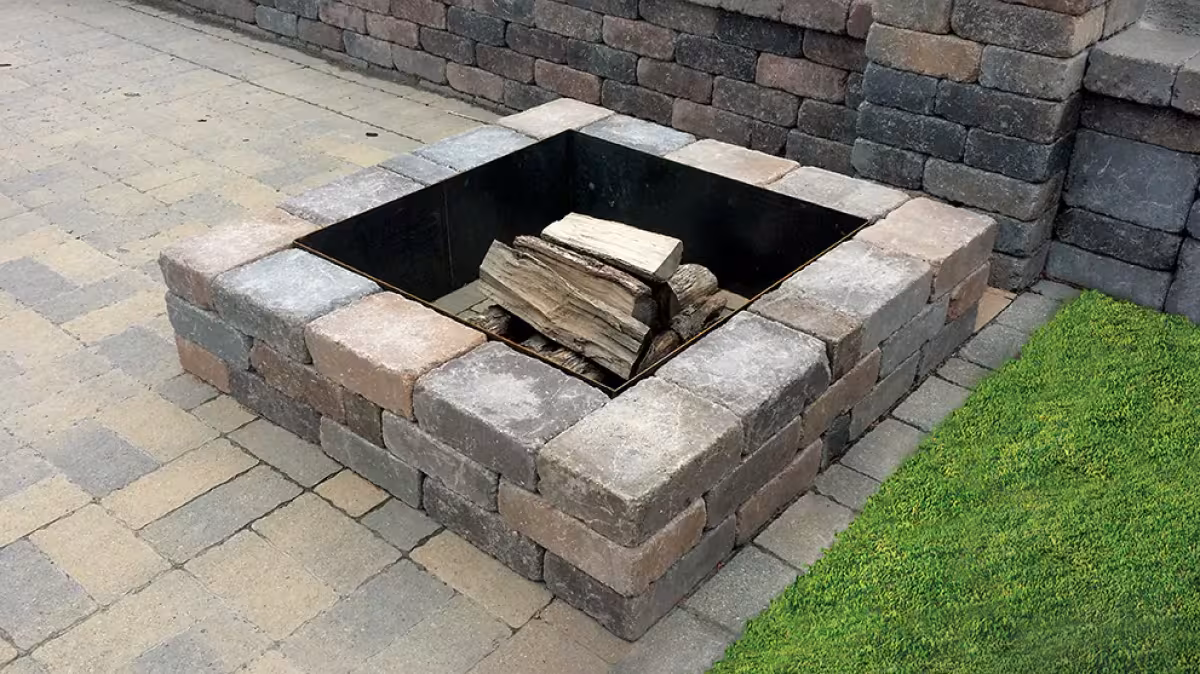 Strassen Square Fire Pit Kit Charcoal