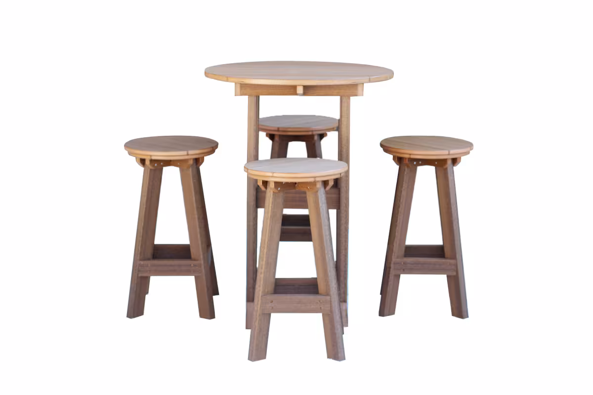 32 in Round Pub Table Weatherwood/ Brown